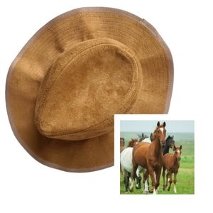 🔴SOLD🔴Western Style Brown Cowgirl Hat Vegan Suede Lined Interior NWT